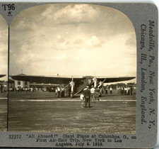 Giant Plane Columbus Ohio 1st Air/Rail Trip--Stereoview Keystone T Series T96A picture