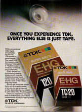 TDK Vintage Print Ad 1987 Super Avilyn E-HG VHS VHS-C Tape Retro Hifi picture