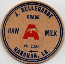 Milk Cap - J. Bellegarde - Harahan, LA (Louisiana) - RAW MILK - (phone) CE. 1185 picture