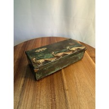 Vintage Enrique Zavala Mexico Copper and Brass Peacock Trinket Box Brutalist picture