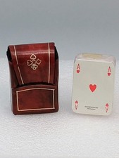 Vintage Miniature Playing Card Deck In Leather Case Masenghini Bergamo Italy NOS picture
