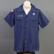 Boys Large Official BSA Boy Scout Cub Scout Short Sleeve Shirt ~ Blue     -0546 picture
