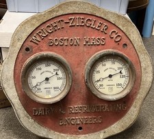 Antique Vintage Ammonia Gauge’s Wright- Ziegler Co. W/ Cast Iron Mount picture