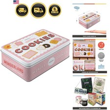 Retro Storage Tin Box Flat, 84.5 oz, Wonder Cookies – Gift idea for the kitch... picture
