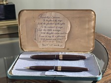 Vintage 1940s Sheaffer Triumph 14K Fountain Pen Pencil Set Case Vac-Fill picture