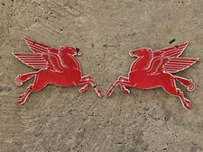 VINTAGE 1950'S SET PEGASUS DIE-CUT MOBILOIL  PORCELAIN  SIGN  11