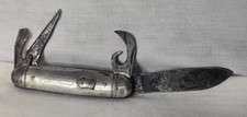 Vtg Imperial Camp King Silver Pocket Knife Hanks Shield 4 - Blade USA Prov RI picture