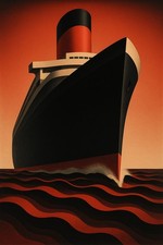 Luxury Ocean Liner Art Deco Poster c1930s - Bold Ship Design 24x36β RARE picture