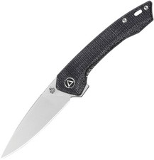 QSP Leopard Black Linen Micarta Folding 14C28N Sandvik Pocket Knife 135B picture