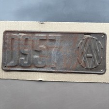 Vintage 1916 Kansas License Plate Dealer Tag D957 with Interlocking Monogram picture