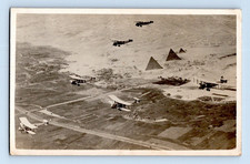 RPPC 1918. WWI FIGHTER PLANES FLYING OVER EGYPT. PYRAMIDS. RARE VIEW  POSTCARD picture