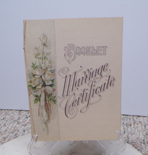 1900 Victorian Marriage Certificate Wedding COLORFUL Booklet & Writings UNUSED-B picture