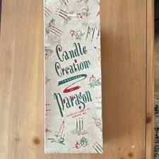 Paragon Vintage Green Pillar Candle Boxed 1950s Wax Cylinder Abstract Pattern picture