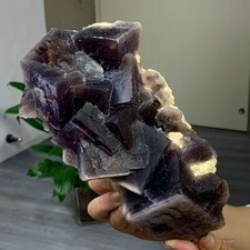 3.67LB Natural and beautiful chocolate color cubic fluorite mineral crystal picture