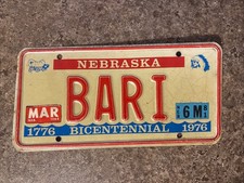 1984 Nebraska License Plate Vanity Bicentennial # BARI picture