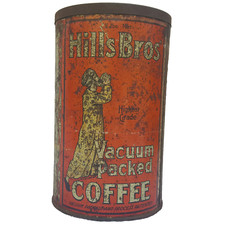 Super Rare Pre-1914 Hills Bros Coffee Tin Highest Grade 2 1/2lb Orange Can wLid picture