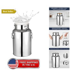 3.5L Stainless Steel Milk Can, Gray Metal Bucket Jug with Sealed Lid picture