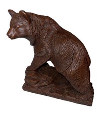 Fun Red Mill Mfg American Bear Handcrafted Figurine Carved Wooden Resin  picture