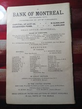 1890 Print Advertising BANK OF MONTREAL Sir Donald Smith President ~ Branch List picture