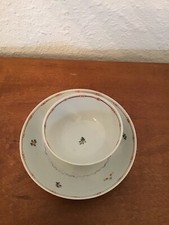 Antique New Hall Porcelain Tea Bowl Saucer Set Georgian Floral Rose Sprig c1795 picture
