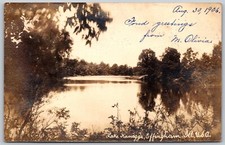 c1906 RPPC Lake Kanagga EFFINGHAM Illinois - Drained In 1990s - ANTIQUE Postcard picture