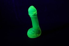 UV-Reactive Uranium Glass Penis Figurine – Glowing Handmade Collectible picture