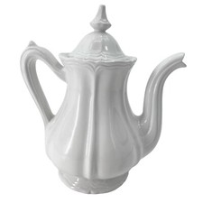 Antique Red Cliff Ironstone Teapot Victorian Style White 10.5