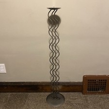 Vintage 80s Memphis Style Wave Floor Candle Holder Sculptural Metal 40in picture