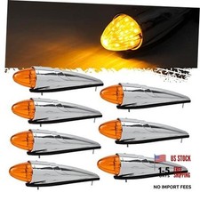 7PCS 17 LED Torpedo Cab Lights Chrome Amber LED Top Cab Marker Roof Running picture