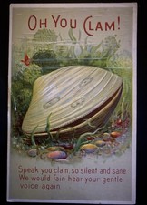 Oh You Clam ~ Antique~1910~Anthropomorphic Ocean Fantasy Seafood Postcard ~s709 picture