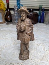 Vintage Hand Carved Wooden Folk Art Figurine - Barefoot Traveler Vagabond Hobo picture
