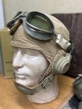  WWII USN/USMC Slote & Klein 1092S flight helmet w/ TH-37 rec., cord, & AN6530  picture