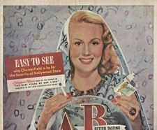 1947 Chesterfield Cigarettes Vintage Print Ad Actress Virginia Mayo ABC picture