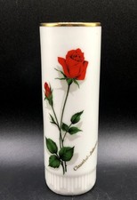 Vintage White Porcelain Red Roses Clausthal-Zellerfeld Germany Souvenir Bud Vase picture