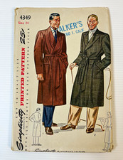 1940’s VTG Original Simplicity Sewing Pattern 4349 Men's Robe Size 34 Complete  picture