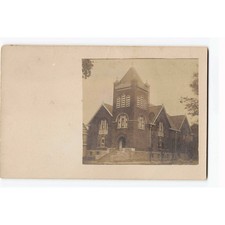 RPPC c1905 Brick Church Bell Tower Undivided Back Real Photo Postcard Antique picture