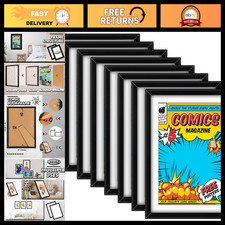 8 Pack Comic Book Frames with UV Protection - Black & White Mat Display picture