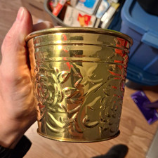 Vintage Brass Decorative Planter Pot~ Embossed Floral Design by Hosley Inc.☆New☆ picture