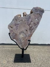Pink Amethyst Slab Double Sided on Stand Brazil 19in Druzy Crystal Decor 8LB picture