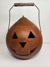 Meadowbrooke Gourds Handcrafted Lidded Pumpkin Jack O Lantern Halloween Fall picture