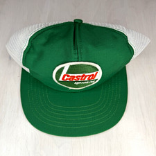 Vintage 1980s Castrol Motor Oil Trucker Hat Mesh Snapback Novab USA Made picture