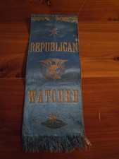 19th Century Republican Watcher Fabric Election Ribbon Pin picture