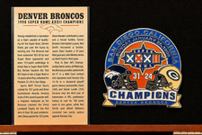 Denver Broncos 1998 Super Bowl XXXII Champions Hat / Label Pin With Bio Card picture