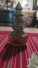 Vintage Artoria Limoges France Hand Painted Christmas Tree Trinket Box picture