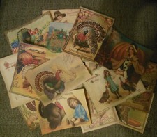 Set of 16 LARGE Primitive/Vintage/Victorian Thanksgiving images Set # 1 picture
