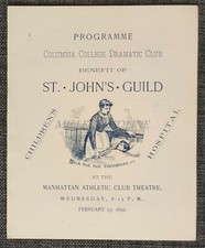 COLUMBIA COLLEGE DRAMATIC CLUB - Benefit of St. John Guild, Programme 2/17/1892 picture