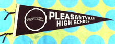VINTAGE 1950s 60s PLEASANTVILLE NJ HIGH SCHOOL PENNANT BANNER 25.5