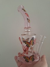 Pink Butterfly Bong Rig NEW 10 inches tall picture
