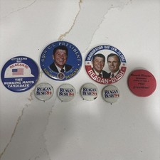 Ronald Reagan Political Pins Lot 8- 1980 1984 1985 And Post President Buttons picture