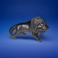 Vintage African Safari Hand Carved One Piece Ebony Wood Lion Mid 20th Century  picture